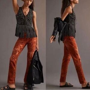 Pilcro by Anthropologie The Slim Boyfriend Crop Jeans Abstract Boho Size 30